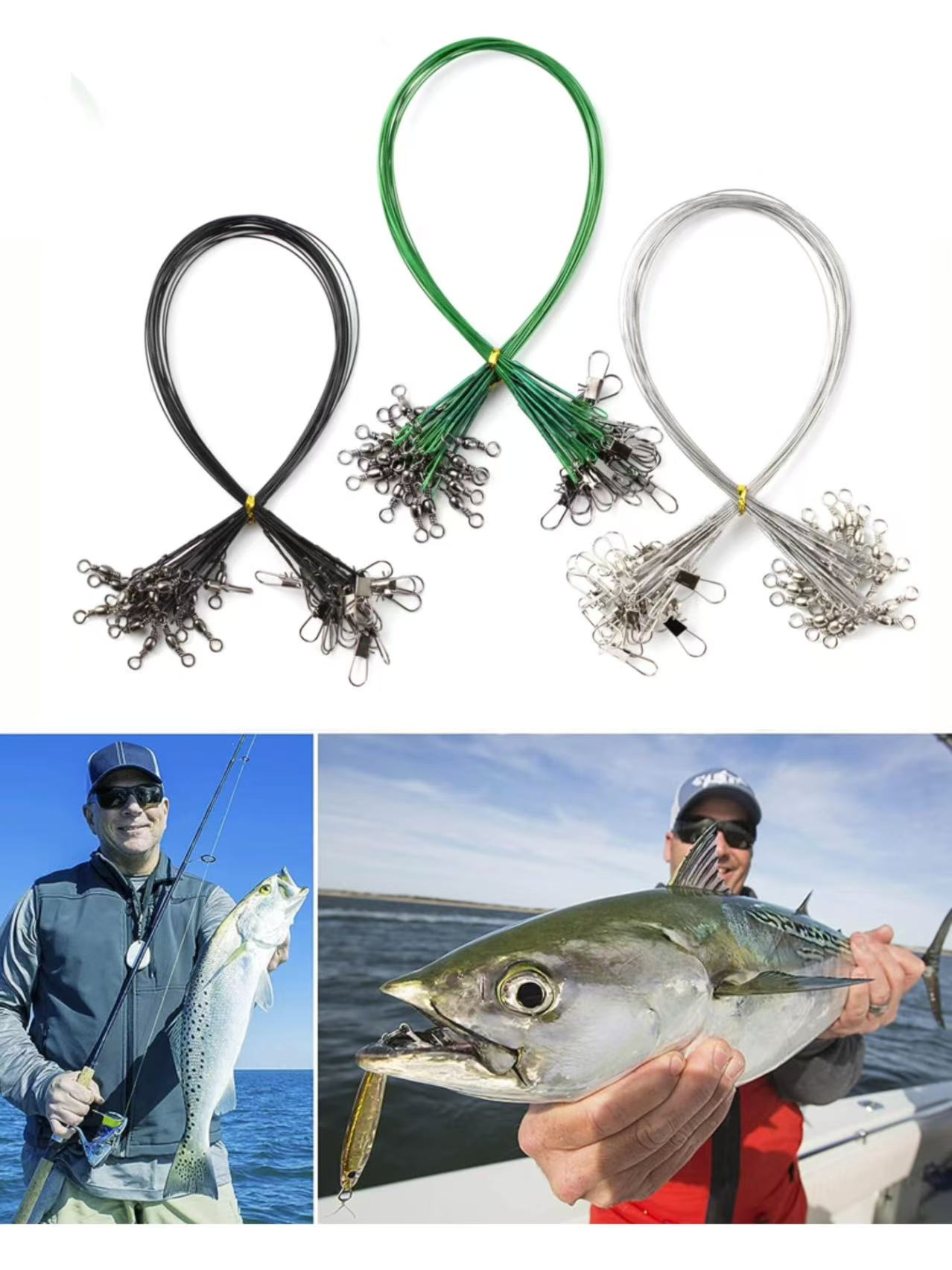 Bass Fishing Lure - Stainless Steel Wire Trace Leader Anti