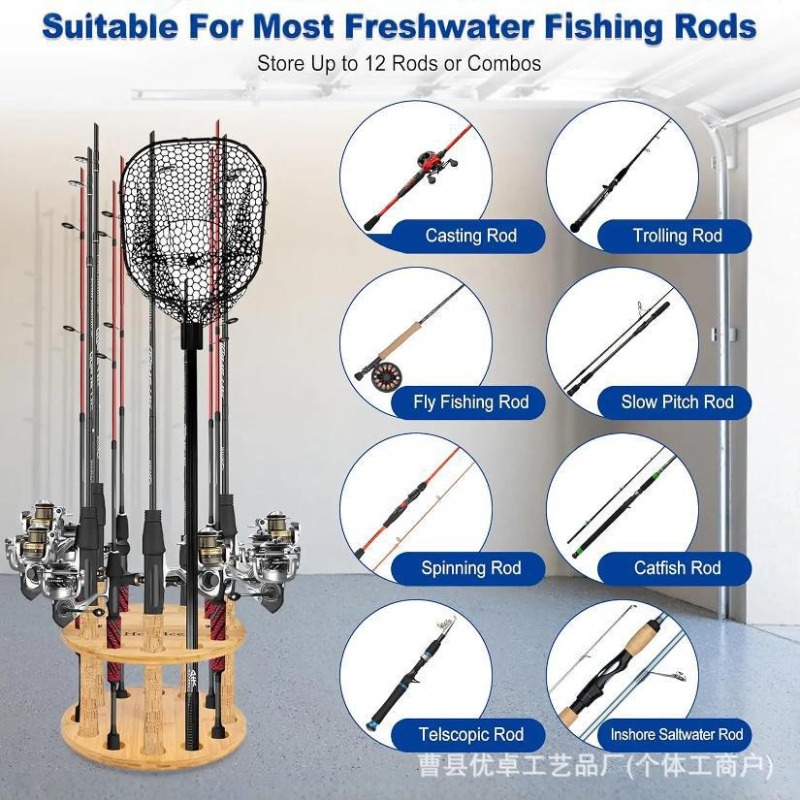 Round Solid Wood Fishing Rod S - Fishing Equipment Holder ulasan dan harga