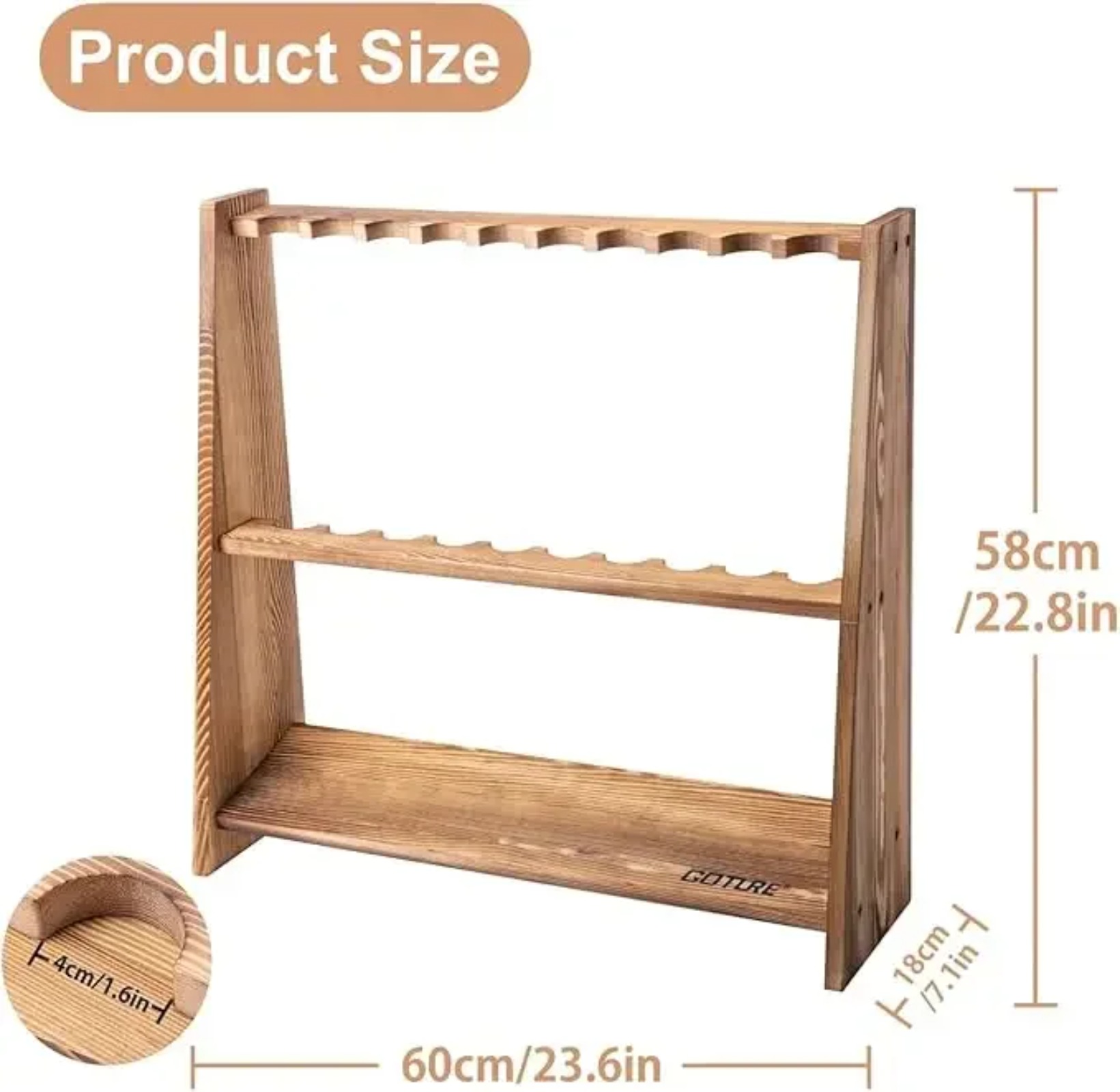 Goture Carbonized Pine Wood Fi - Fishing Equipment Holder ulasan dan harga