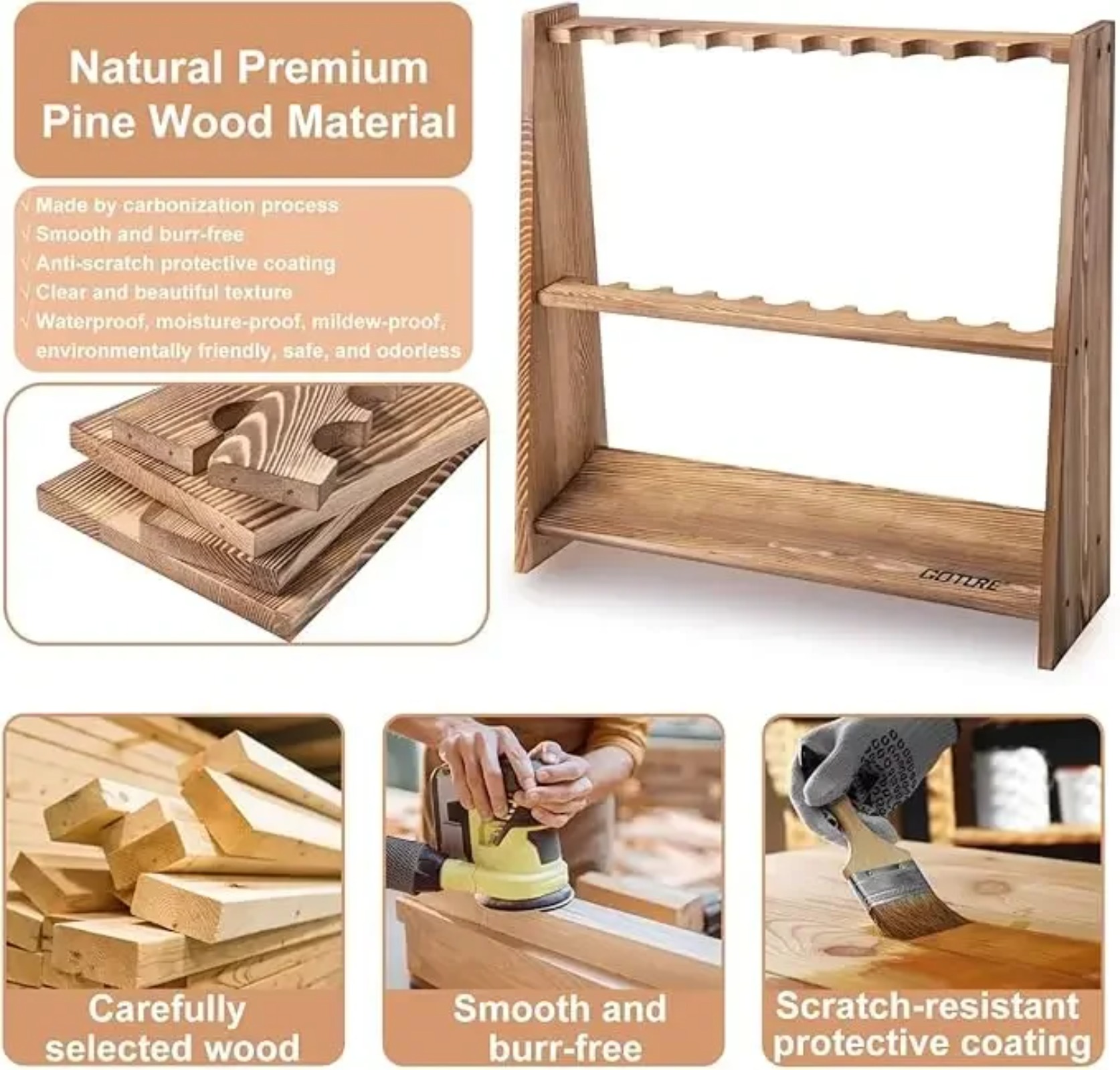Goture Carbonized Pine Wood Fi - Fishing Equipment Holder ulasan dan harga