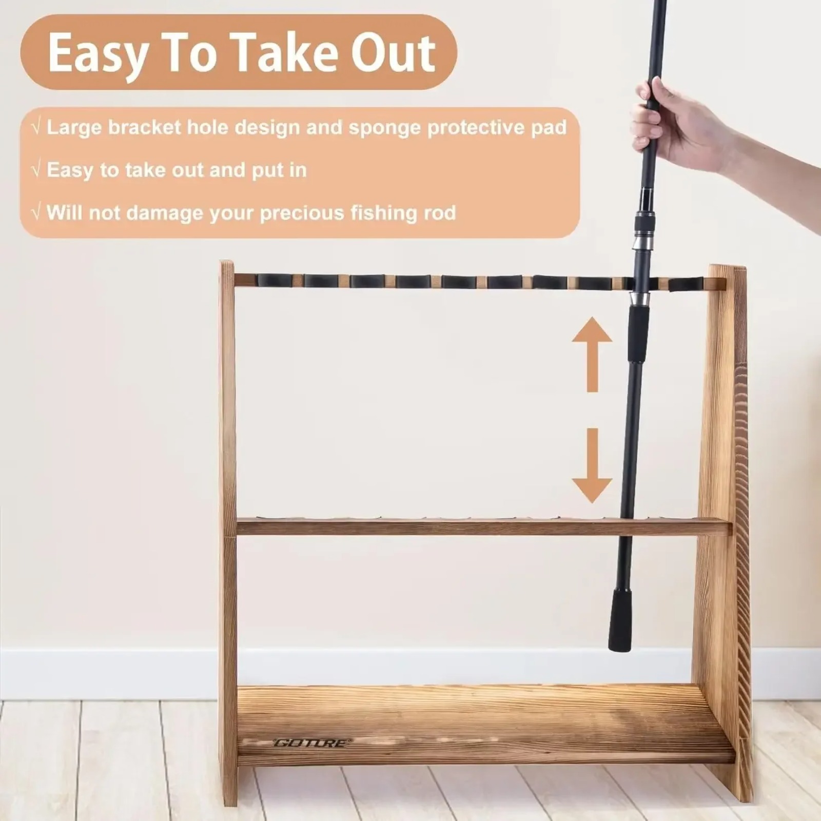 Goture Carbonized Pine Wood Fi - Fishing Equipment Holder ulasan dan harga