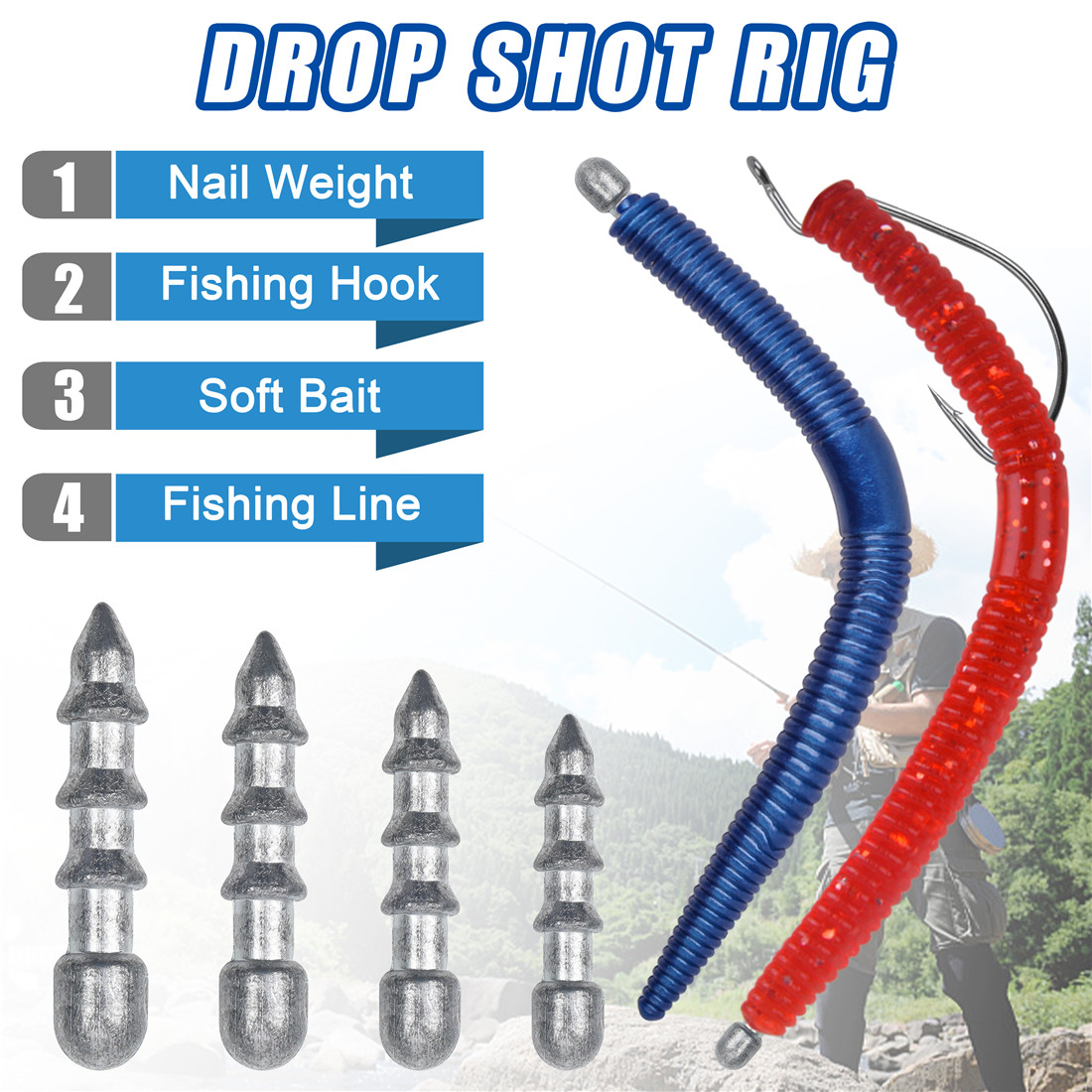 60PCS Nail weights Worm Fishin - Bass Fishing Lure ulasan dan harga