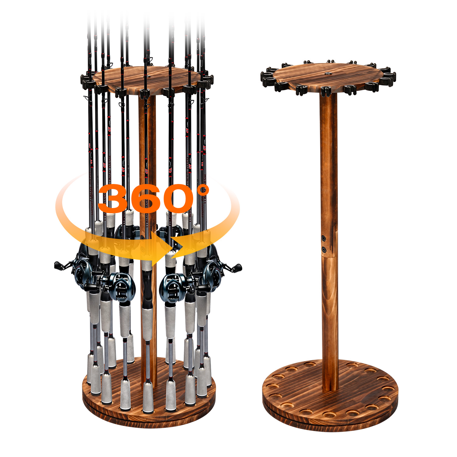 Round Carbonized Wood Fishing  - Fishing Equipment Holder ulasan dan harga