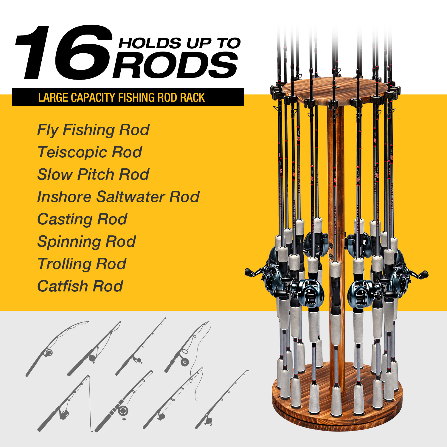 Round Carbonized Wood Fishing  - Fishing Equipment Holder ulasan dan harga